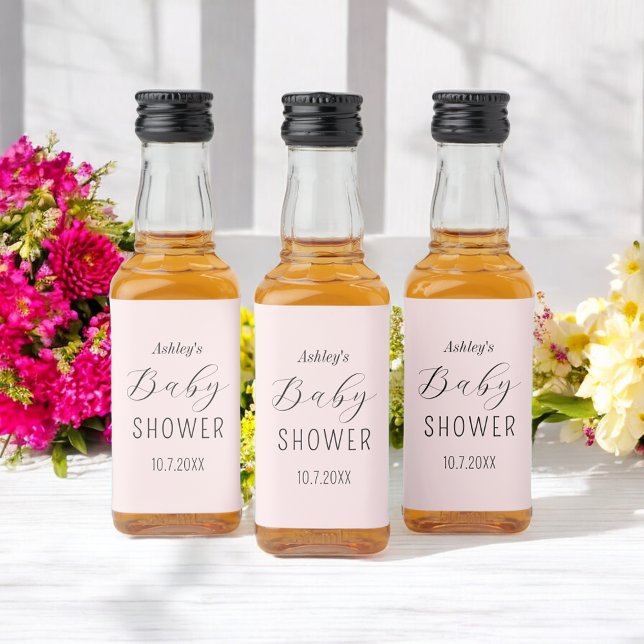 Girl Baby Shower Blush Pink Elegant   Liquor Bottle Label (Creator Uploaded)