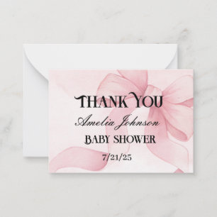Girl Baby Shower Blush Pink Ribbon Coquette Card