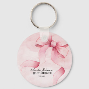 Girl Baby Shower Blush Pink Ribbon Coquette  Key Ring