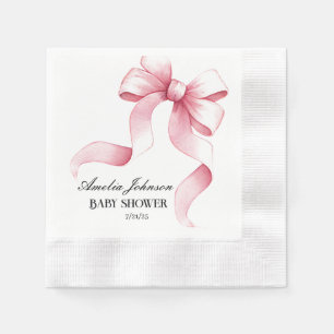 Girl Baby Shower Blush Pink Ribbon Coquette  Napkin
