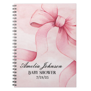 Girl Baby Shower Blush Pink Ribbon Coquette Notebook