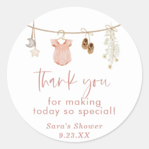 Girl Baby Shower Boho Blush Pink Favour Stickers