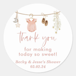 Girl Baby Shower Boho Blush Pink Favour Stickers