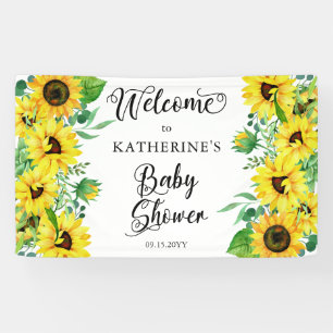 Girl Baby Shower Boho Sunflowers   Eucalyptus  Ban Banner