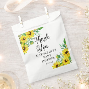 Girl Baby Shower Boho Sunflowers Thank You  Favour Bags