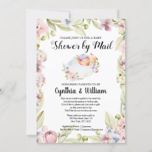 Girl Baby Shower By Mail   Elegant Spring Floral Invitation