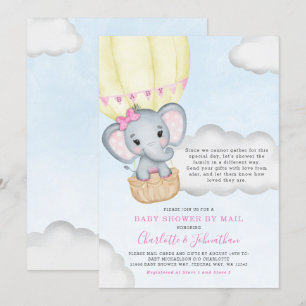 Girl Baby Shower By Mail Pink Elephant Invitation