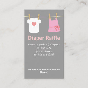 Girl Baby Shower, Clothes Diaper Raffle Tickets Enclosure Card
