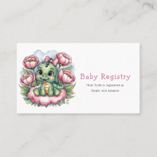 Girl Baby Shower Dino Delight Baby Registry Business Card