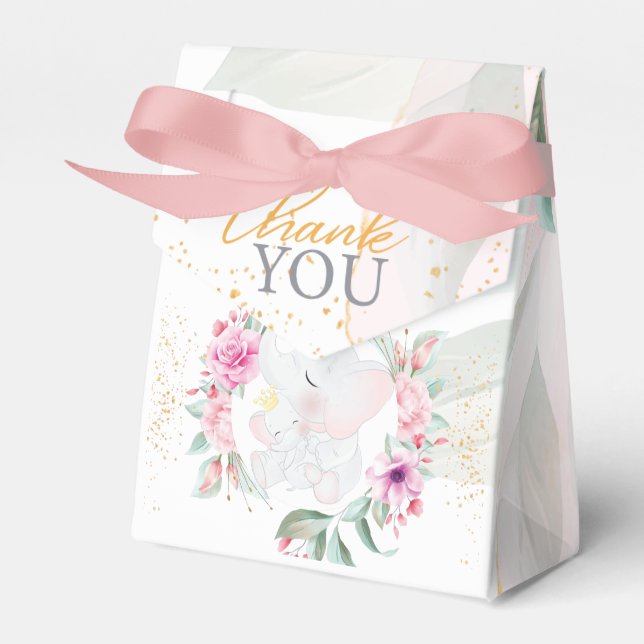 Girl baby shower Elephant Elegant  Favour Box (Front Side)