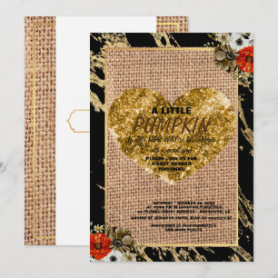 Girl Baby Shower Fall Pumpkin Rustic Burlap Wood  Invitation