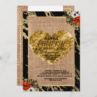 Girl Baby Shower Fall Pumpkin Rustic Burlap Wood  Invitation