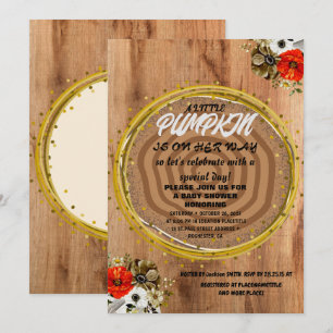 Girl Baby Shower Fall Pumpkin Rustic Burlap Wood Invitation