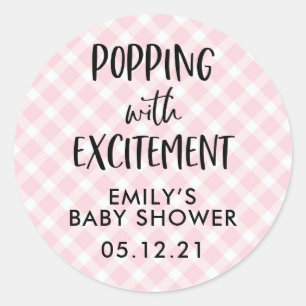 Girl Baby Shower Favour Stickers, Classic Round Sticker