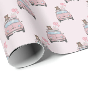 Girl Baby Shower Fiat 500 Wrapping Paper