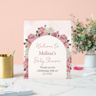Girl Baby Shower Floral Acrylic Welcome Sign