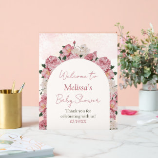 Girl Baby Shower Floral Acrylic Welcome Sign