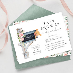 Girl Baby Shower, Floral Pink Baby Shower by Mail Invitation