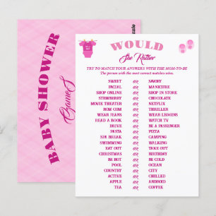 Girl Baby Shower Games Prediction and Advice.  Postcard