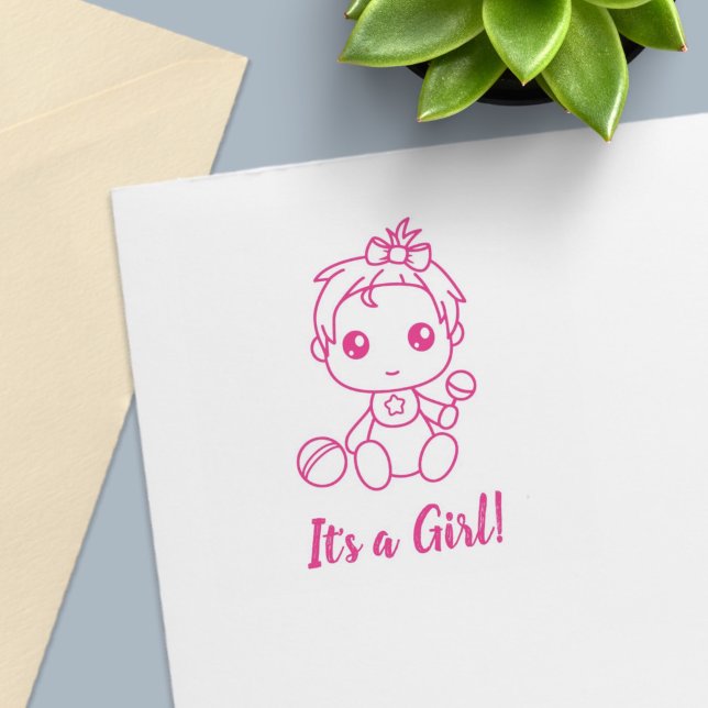 Girl Baby Shower Gender Reveal Self-inking Stamp (Creator Uploaded)