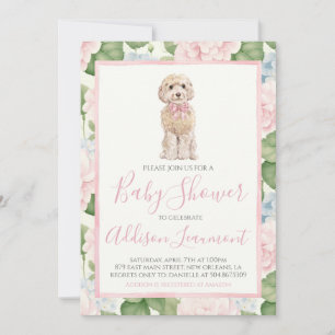 Girl Baby Shower Golden Doodle Dog  Invitation