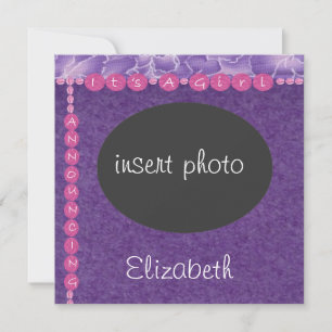 Girl-baby shower insert photo invitation