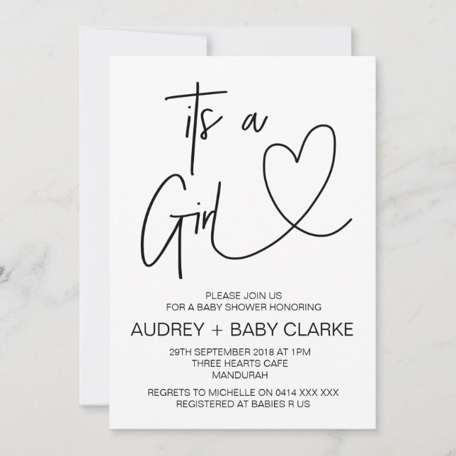 Girl Baby Shower Invitation (Front)