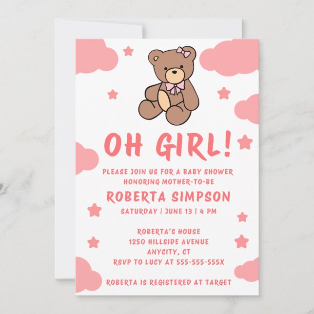 Girl Baby Shower Invitation (Front)