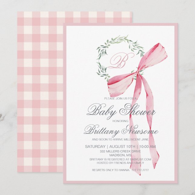 Girl Baby Shower Invitation (Front/Back)