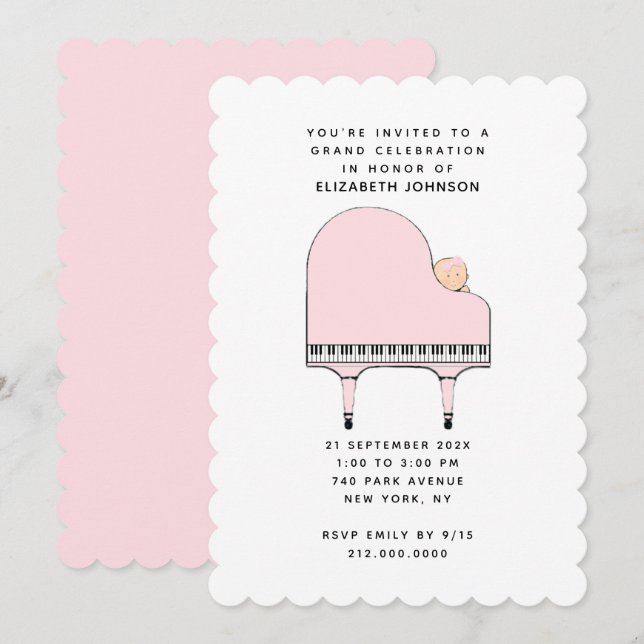 Girl Baby Shower Invitation (Front/Back)