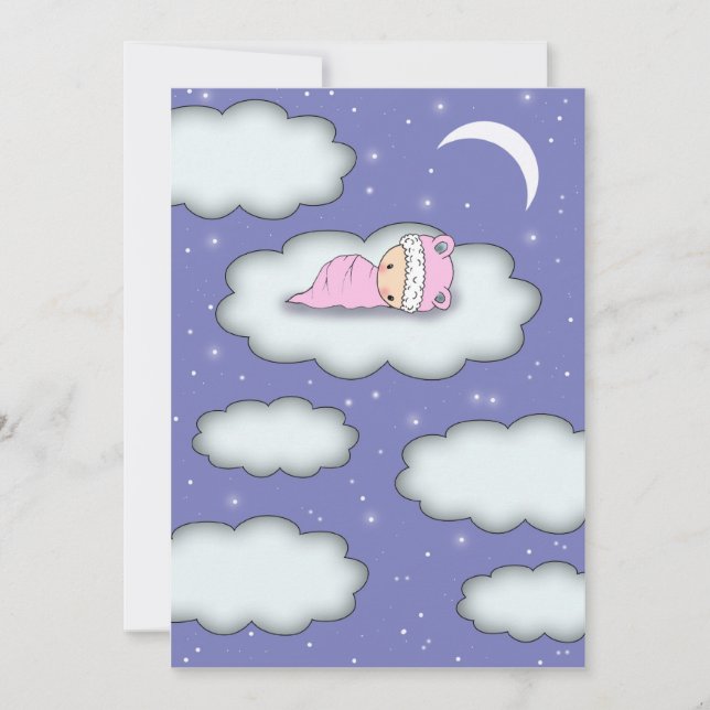 Girl Baby Shower Invitation Baby on Cloud (Front)