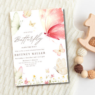 Girl Baby Shower Invitation Boho Floral Butterfly