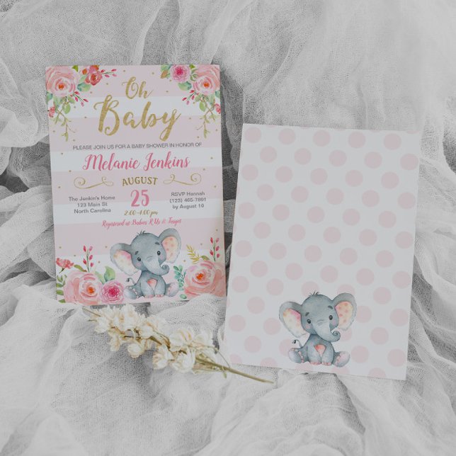 Girl Baby Shower Invitation, Elephant Baby Shower Invitation (Creator Uploaded)