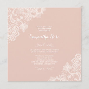 Girl Baby Shower Invitation Pink Lace