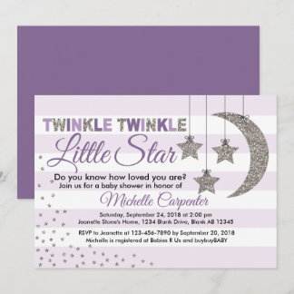 Girl baby shower invitation twinkle little star
