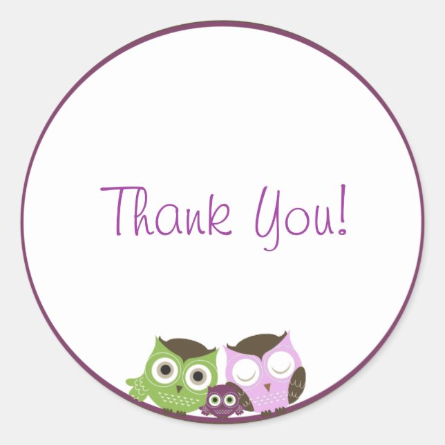 Girl Baby Shower Owl Sticker (Front)