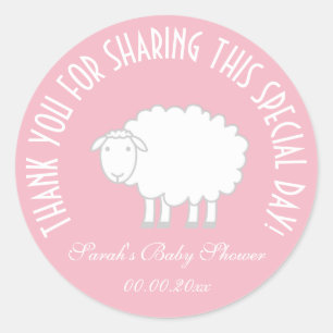 Girl baby shower party favour thank you stickers