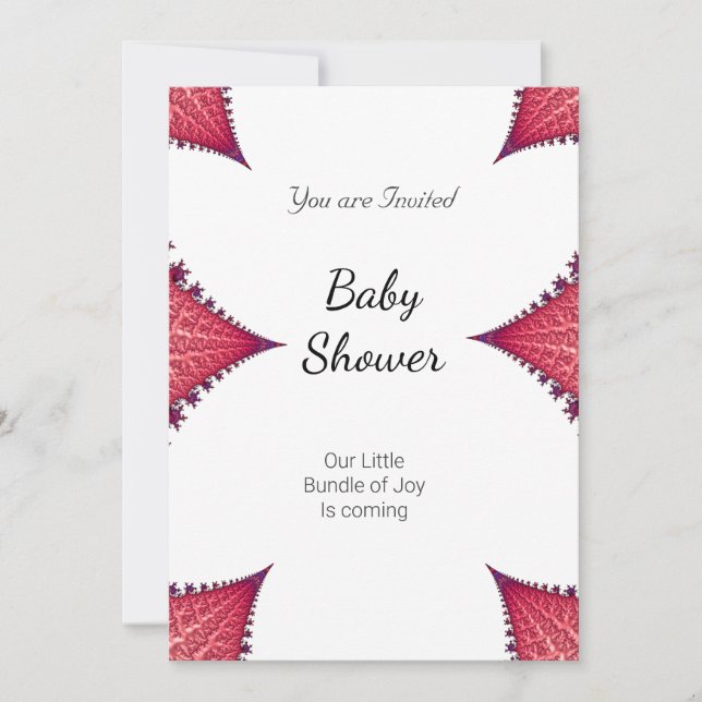 Girl Baby Shower Party Pink White Invitation (Front)