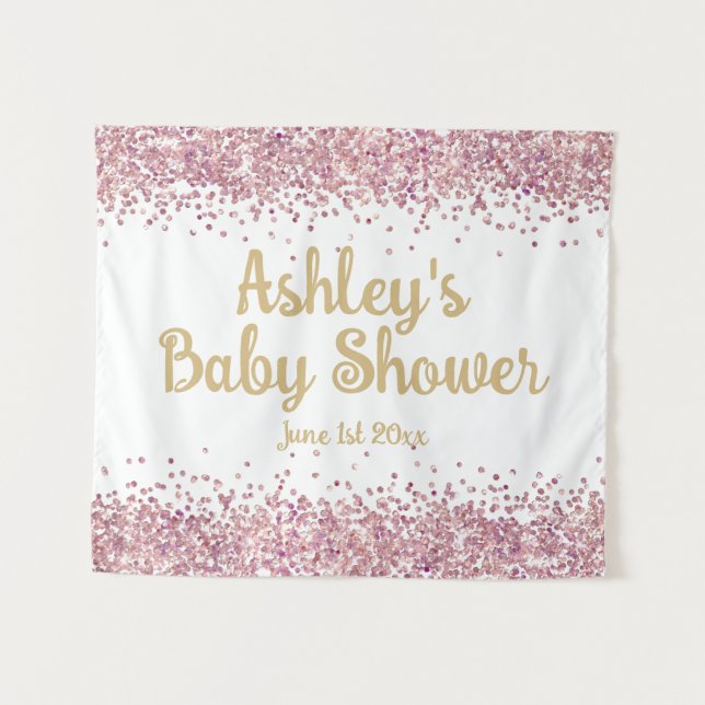 Girl Baby Shower Photo Booth Backdrop Photo Prop Tapestry (Front (Horizontal))
