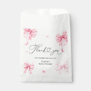 Girl Baby Shower Pink Bow Thank You Favour Bags
