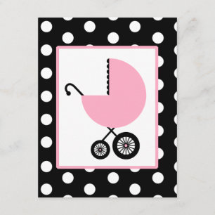 Girl Baby Shower - Pink Carriage & Polka Dots Invitation