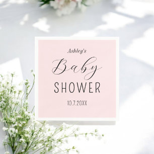 Girl Baby Shower Pink Elegant Paper Napkin