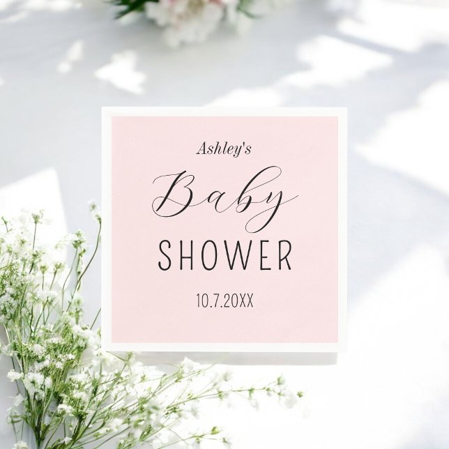 Girl Baby Shower Pink Elegant Paper Napkin (Creator Uploaded)