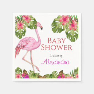 Girl Baby Shower Pink Flamingo Tropical Wildlife   Napkin