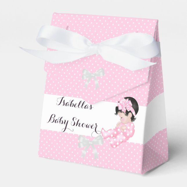 Girl Baby Shower Pink Polka Dots Cute Baby Favour  Favour Box (Front Side)