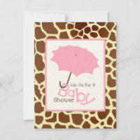 Girl Baby Shower - Pink Umbrella & Giraffe Print