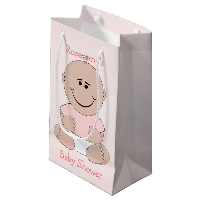 Girl Baby Shower Small Gift Bag (Front Angled)
