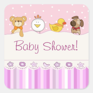 Girl Baby Shower Square Sticker