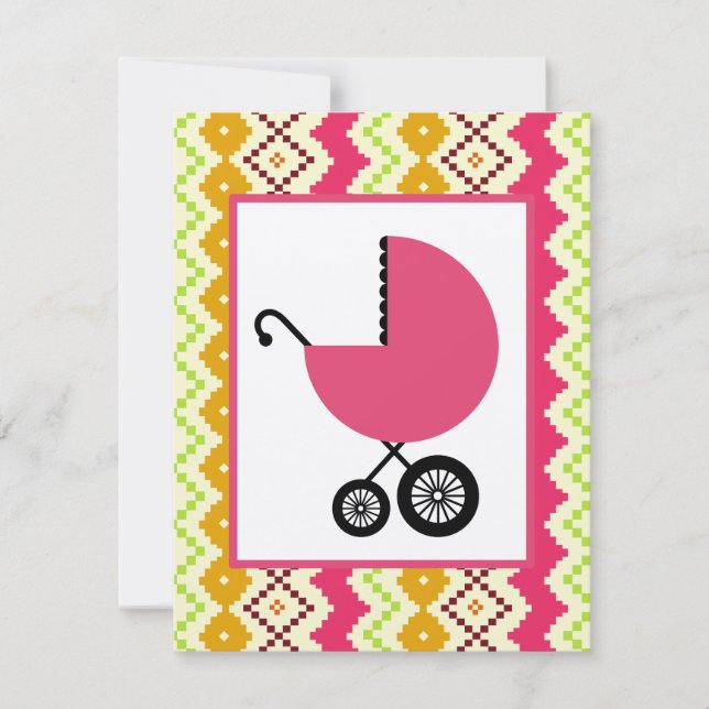 Girl Baby Shower - Tribal Inspired Background Invitation (Front)