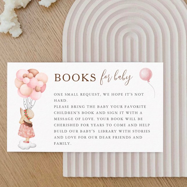 Girl Baby Shower with Balloon Book for Baby Enclosure Card (Creator Uploaded)